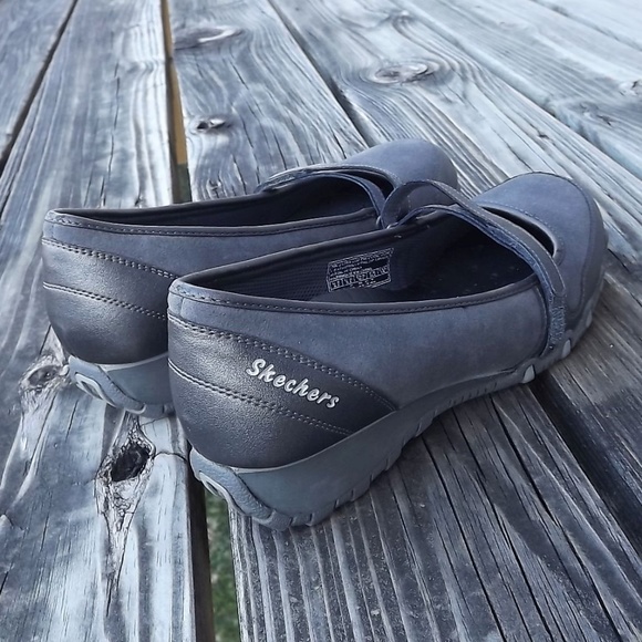 Skechers Sassie Gray Suede Leather Mary Jane Wedge - Picture 1 of 6
